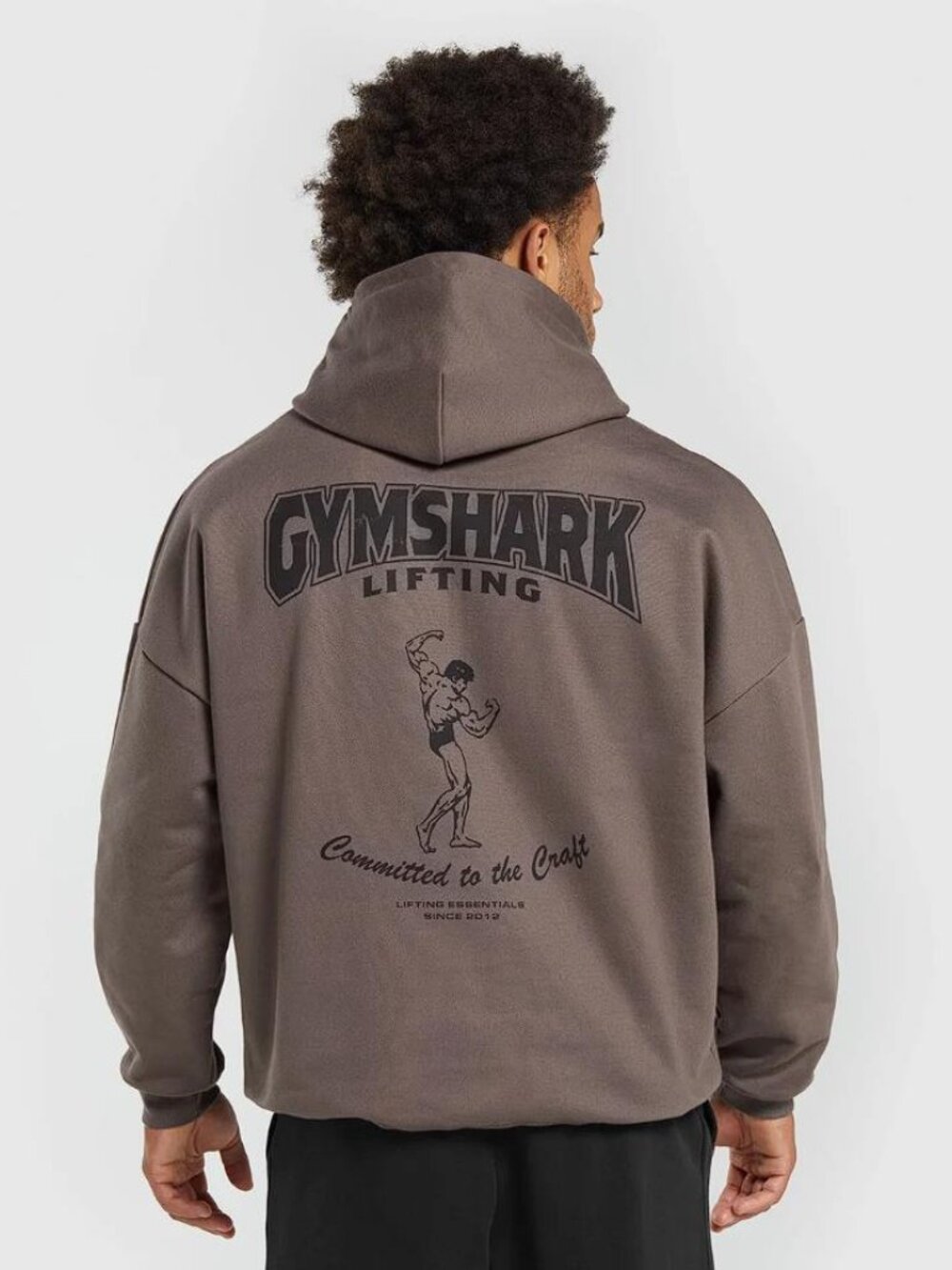 GYMSHARK Men's Committed to the Craft Hoodie Size L in Dusty Brown